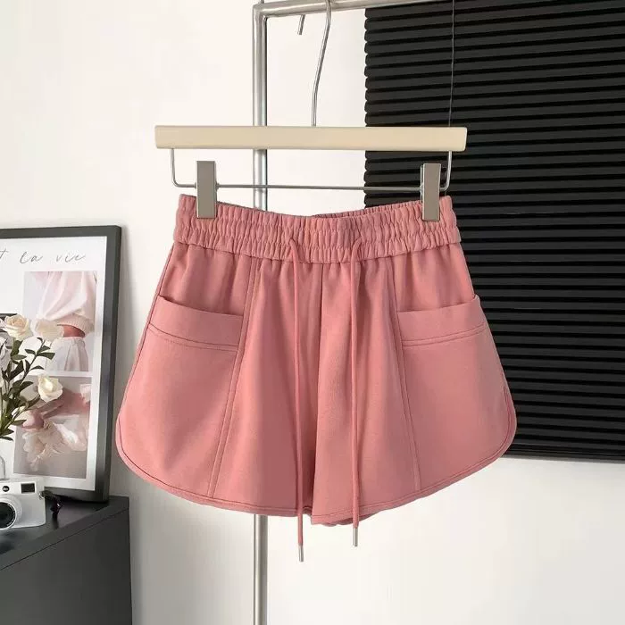 Летние шорты для отдыха, брюки, высокая талия, oversize, для подростков, на шнурке, свободный прямой фасон