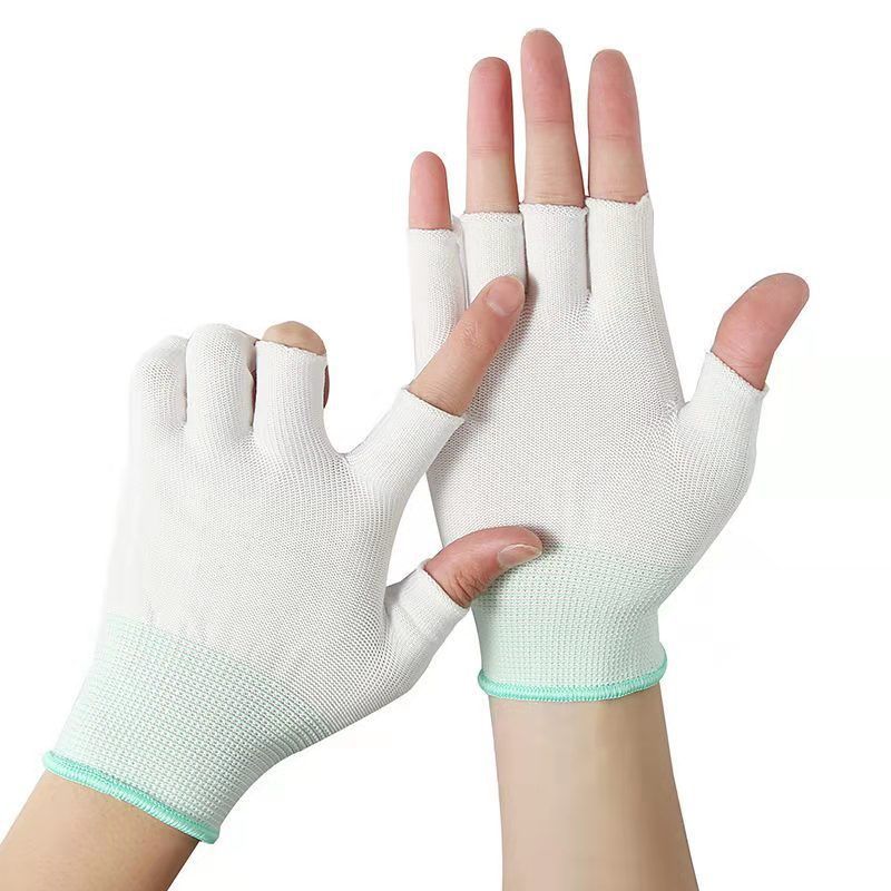 Thin Fingerless Tea Picking, Fishing, Protective Half-Finger Gloves For Packing And Sorting, Nylon Sunscreen High_voghion.com