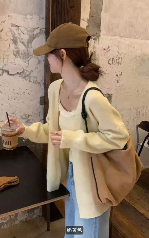 YS韩版休闲纯色蕾丝边吊带背心针织开衫外套显瘦慵懒风毛衣两件套|undefined