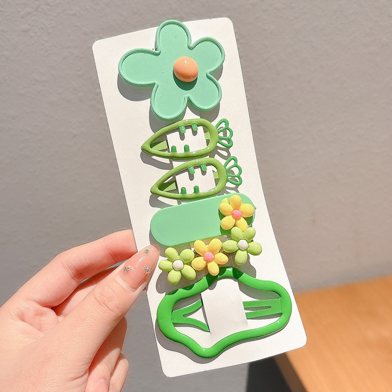 Niños lindos flores de dibujos animados clip para el cabello bebé pequeño clip no lastimar el cabello de la tela de la niña clip de borde de la mejilla