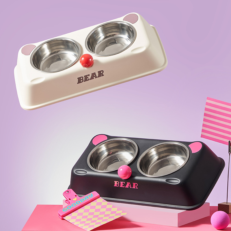 Miao y mascotas adorables pandas de alimentación de agua para gatos cuello antideslizante anti-derramamiento para perros cuello de alimentación para gatos