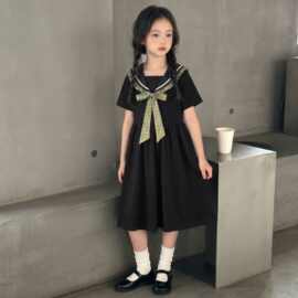 女童夏装连衣裙中大童胖女孩宽松加肥加大码初中学生学院风裙子