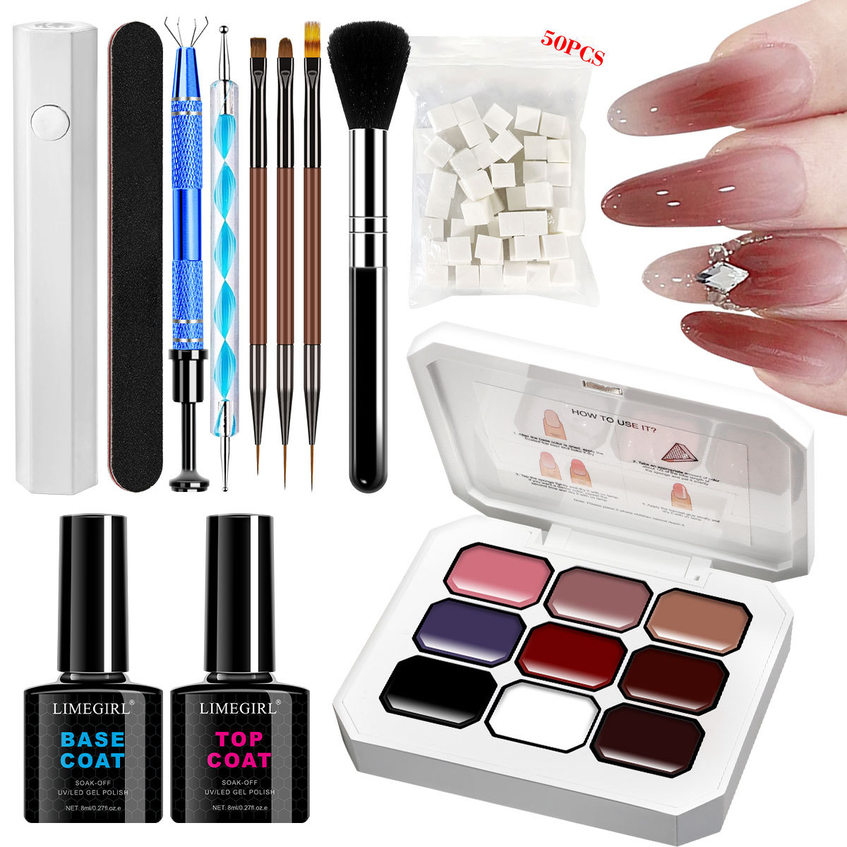 Nuevo Jiugongge sólido batida de goma de tinta de pintura gradiente de alta saturación popular pegamento de nail gel conjunto de pegamento de uñas