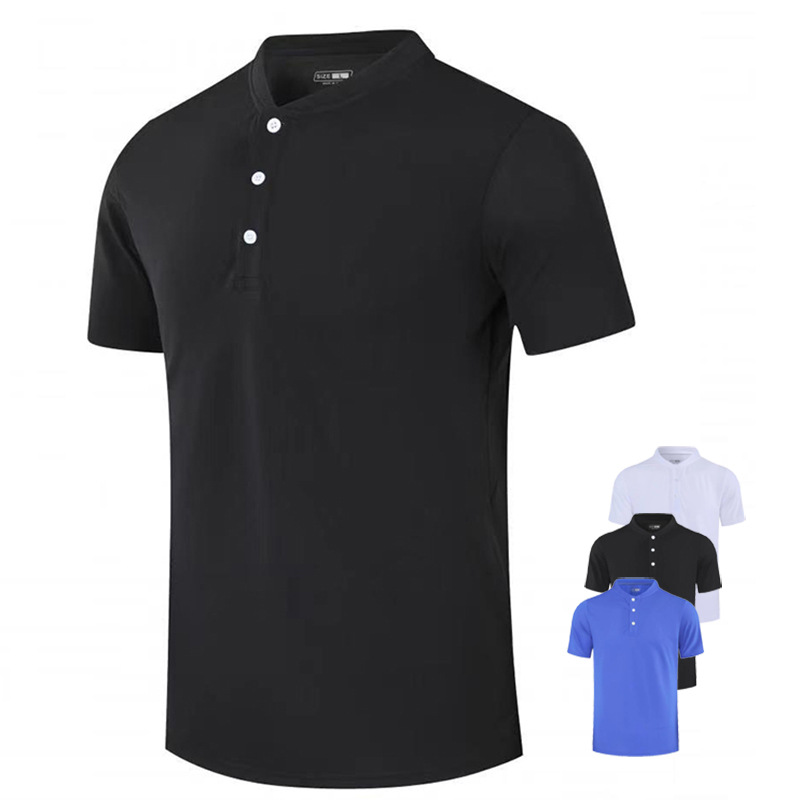 Cross-Border European and American Men's Short-Sleeved Sports T-Shirts, Tennis Suits, Baseball Shirts, Quick-Drying Running Fitness Clothes, Pure Color Work Clothes