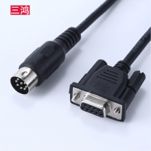 圆口DIN8针转DB9孔母头rs232串口线 适用尼德克拓普康验光仪连接