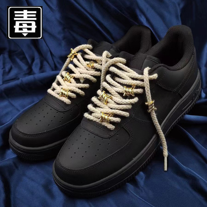 Pure Original Nike Official Air Force No. 1 Af1 Black Warrior Spring & Fall Men's Shoes Low-Top Sneakers Women's Aj1 Sports Shoes All Black