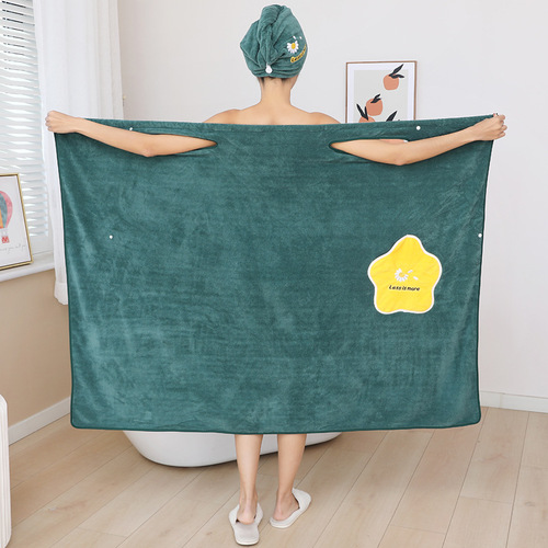 New coral velvet star daisy style bath skirt absorbent cartoon cute girl coral velvet wearable and wrapable bath skirt
