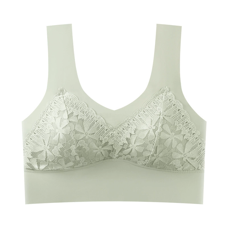 Lace summer silk underwear, supporting wireless bra, beautiful back