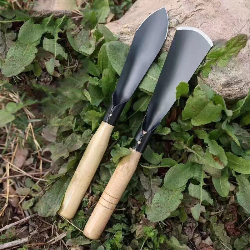 Pala de Jardinería para Deshierbe de Acero al Manganeso y Madera, Multifuncional, Engrosado, para Jardín