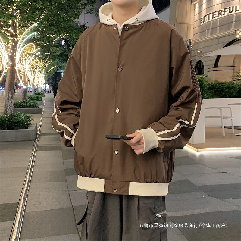 Casual Men's Jacket Spring and Autumn Style Loose Fashion See-Through Lapel Loose Plus Size Versatile Running Sports Trendy Top