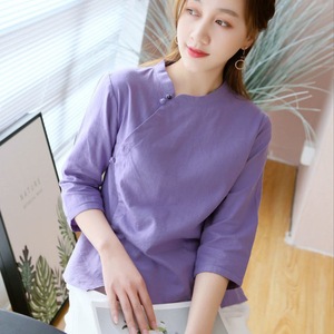 Chinese wind women blouses restoring ancient ways of the republic of China tang suit tea art clothing cotton and linen tang suit zen shirt for lady