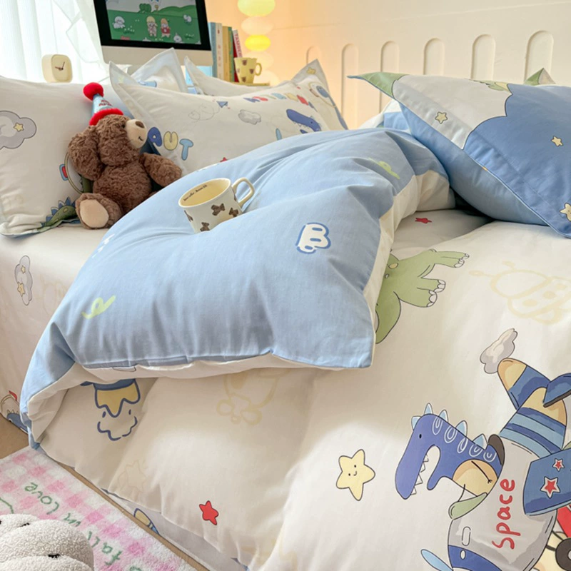 Cotton cartoon duvet cover, cute dinosaur for elementary school students, bedspread, new collection