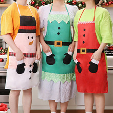 圣诞节装饰品卡通无袖家居厨房围裙防尘防污老人雪人罩衣家务用品