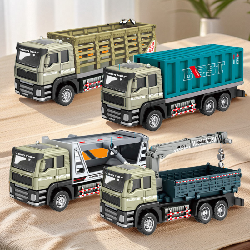 Children's Alloy Hook Car Simulation Inertia Alloy Trucks Engineering Truck Container Truck Crane Boy Truck Toys