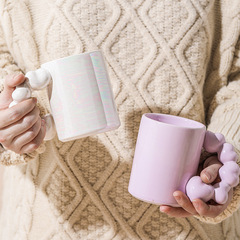 Love Heart Couple Mugs Large Capacity Macaron Plain Color For Boyfriend And Girlfriend High Quality Gift Heart Ceramic Breakfast Cup