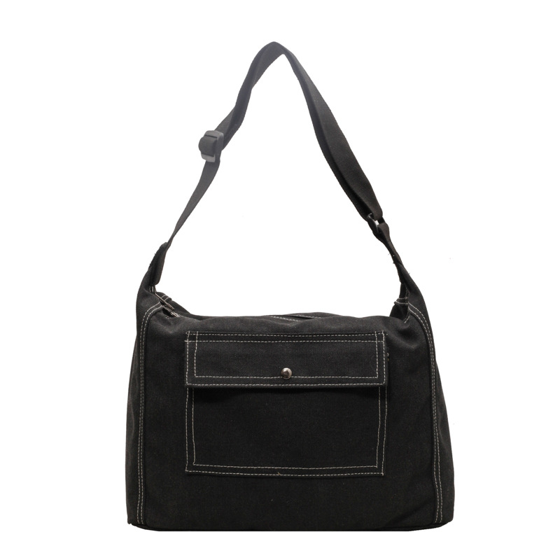 Bolso de lona de gran capacidad simple japonés bolso de mensajero coreano para mujer 2024 nuevo bolso de mensajero de un solo hombro de tendencia casual
