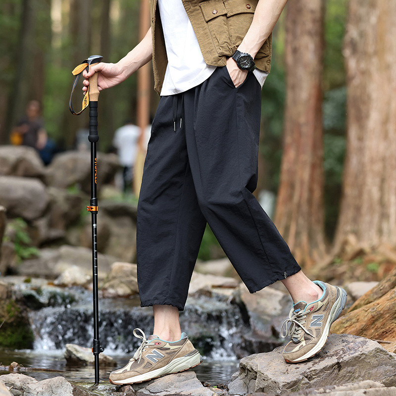 Spring and Summer Sports Outdoor Workwear Casual Pants Men's Ice Silk New Arrival Ice Sense Men's 8-point Pants Loose All-match Hong Kong Fashion Spring and Summer Sports Outdoor Workwear Casual Pants Men's Ice Silk New Arrival Ice Sense Men's 8-point Pants Loose All-match Hong Kong Fashion