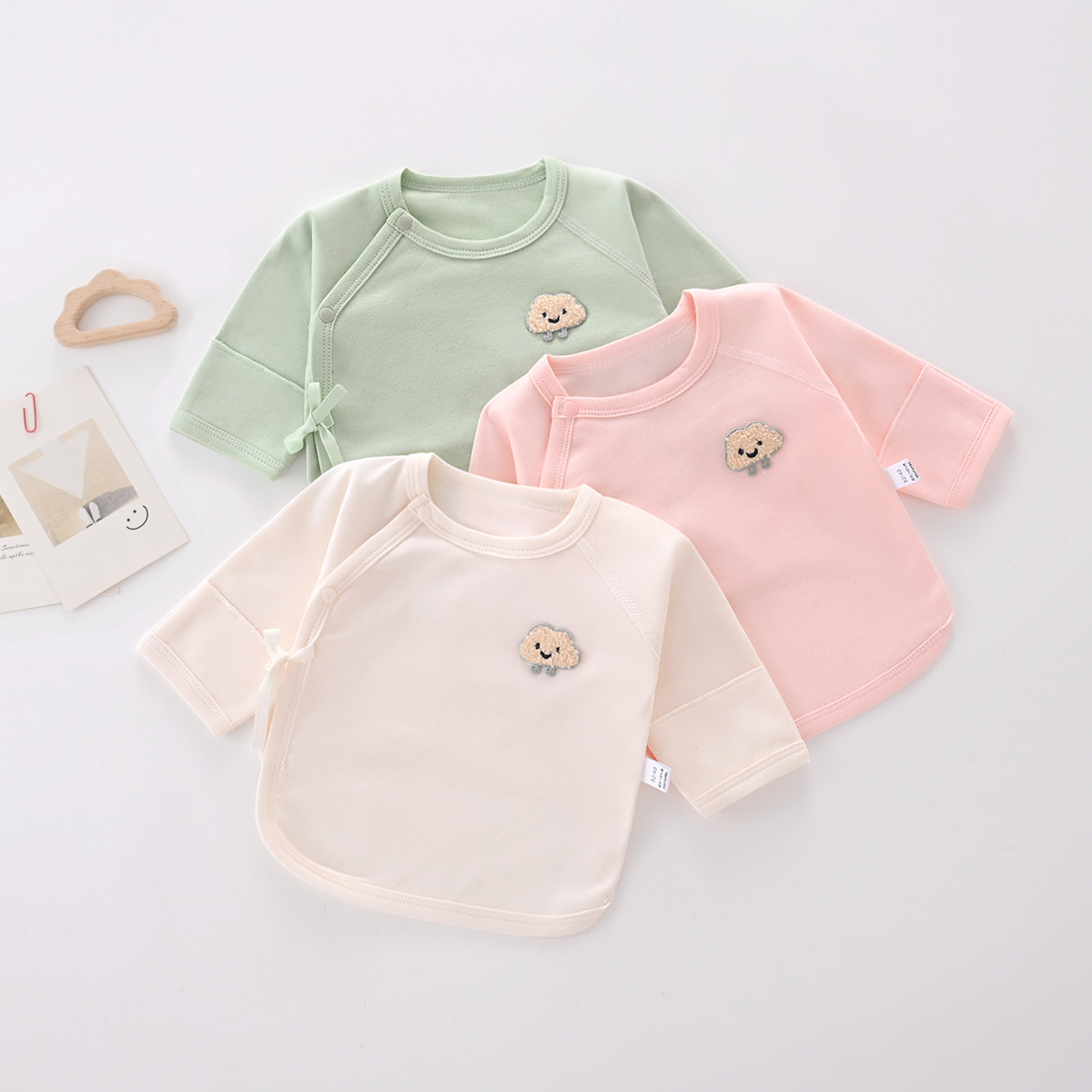 Four Seasons Newborn Pure Cotton Half-back Clothing Class A 100% Cotton Boneless Baby Single Top Baby Month Clothing