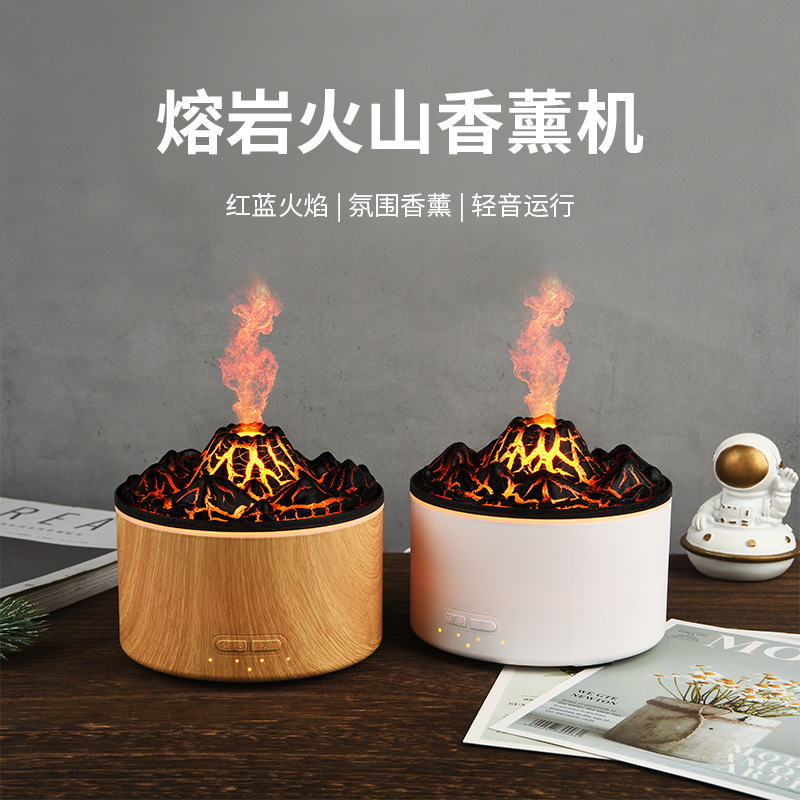 新しい溶岩アロマセラピーマシンホームデスクトップ加湿器エッセンシャルオイルディフューザーリモコン炎クリエイティブ小型アロマセラピーマシン|undefined
