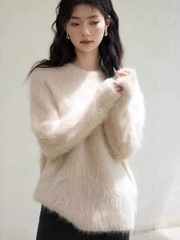 高级感软糯水貂绒套头毛衣女秋冬慵懒风奶fufu针织衫外穿加厚上衣