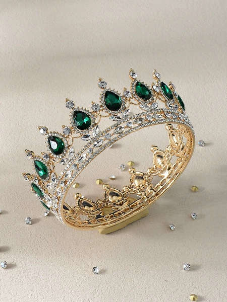 HG536_R model_16K gold white diamond green glass