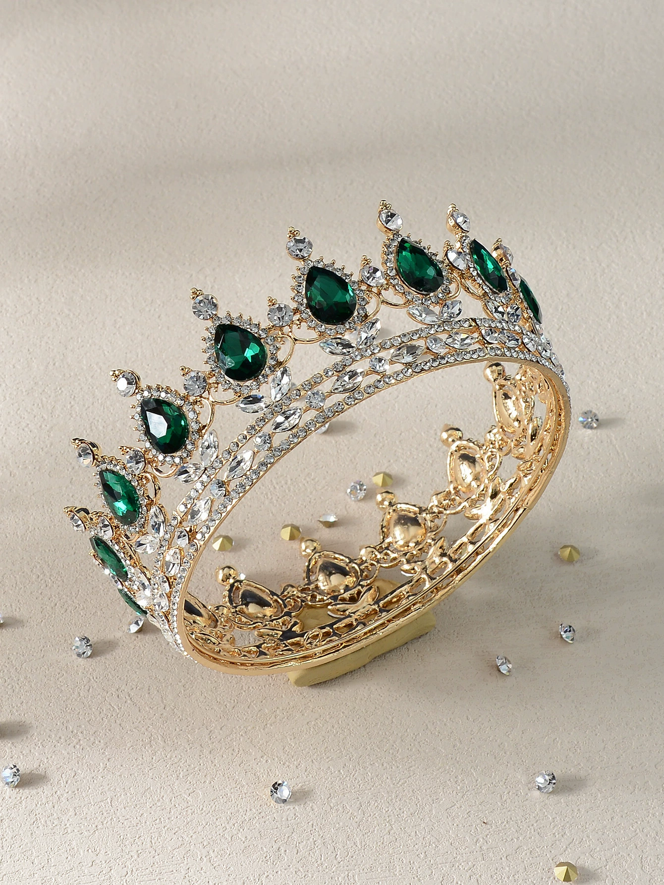 Барокко-ретро сплавная корона с rhinestones, маленькая круглая корона невесты, свадебные безделицы оптовый отдел Yiwu