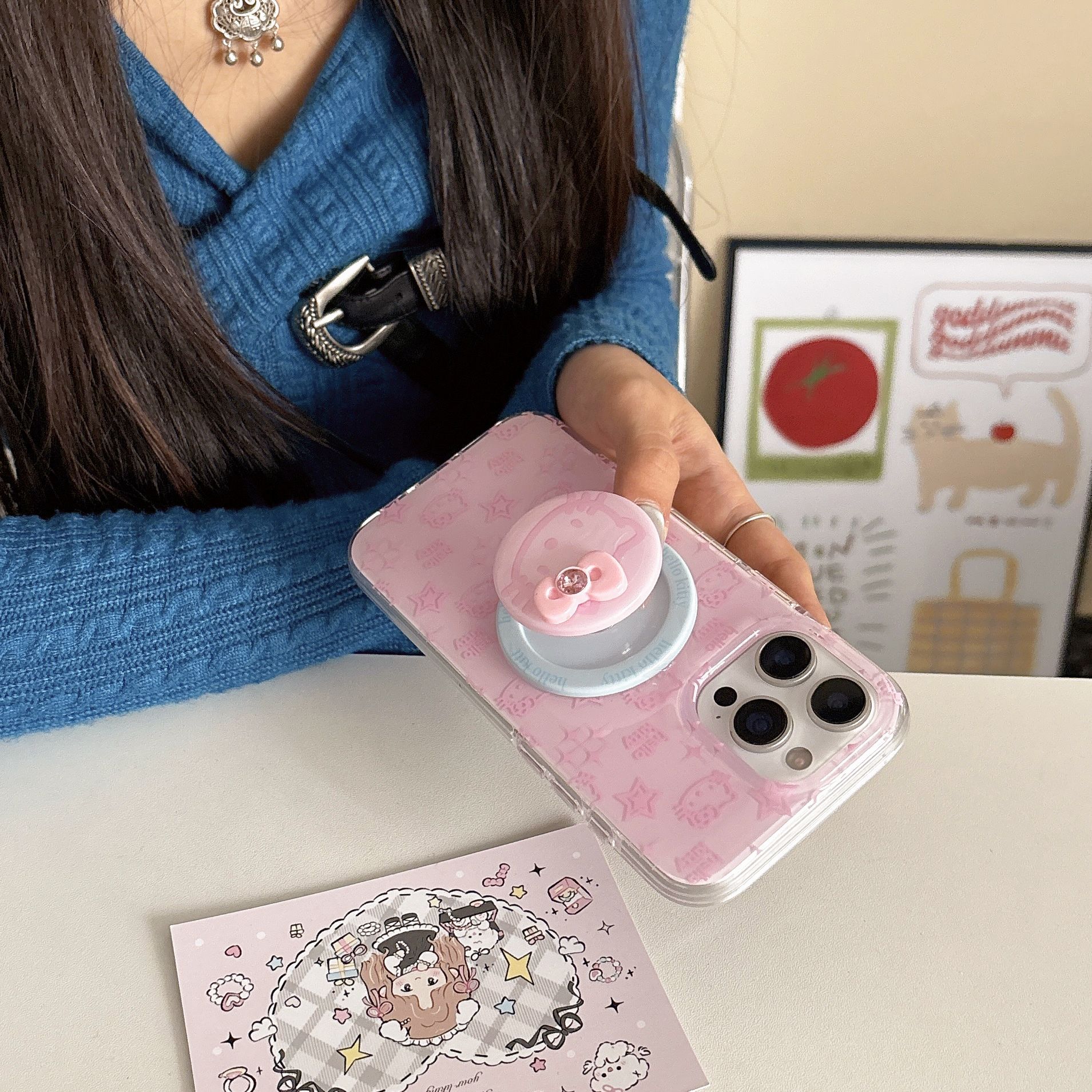 Soporte magnético rosa pantalla completa estrella KT avatar RJ