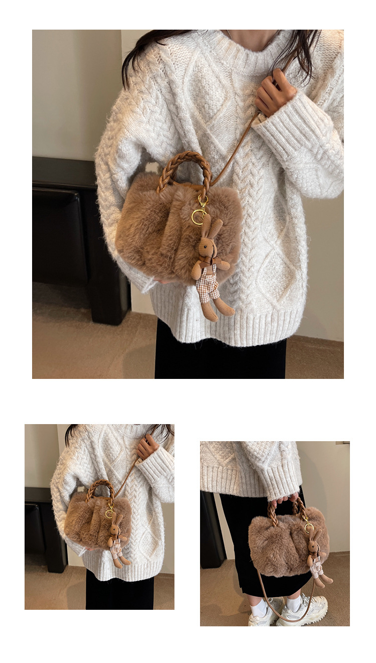 Borsa a spalla in peluche da donna elegante borsa a tracolla_voghion.com
