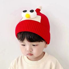 秋と冬の子供の厚く暖かい帽子幼児ウール帽子韓国スタイルベビープルオーバー耳保護防風ニット帽子