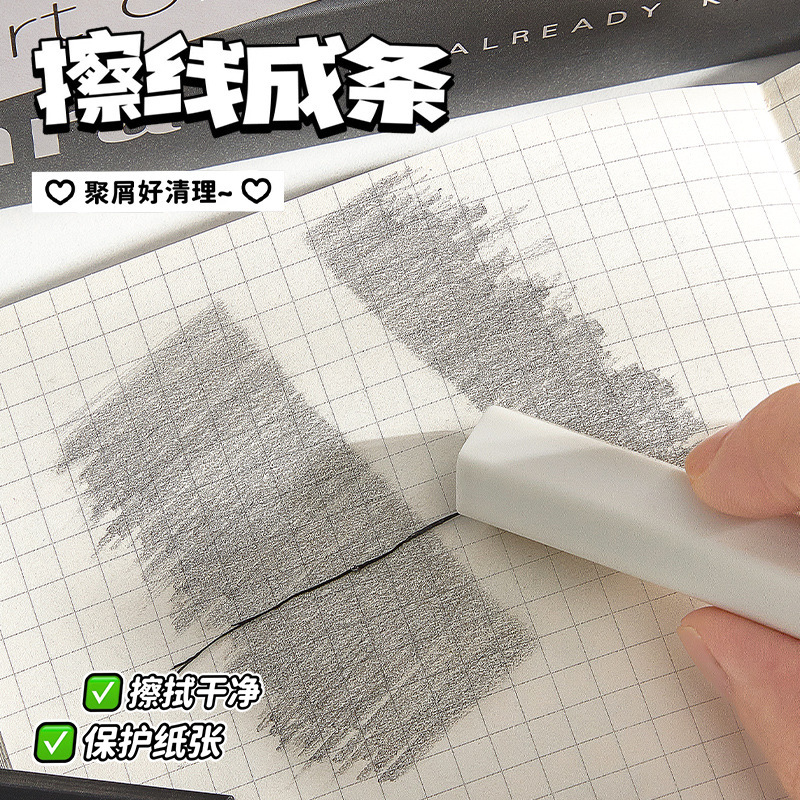 苹果派对橡皮可爱卡通六角橡皮擦小学生专用擦字成线擦拭成条干净|undefined