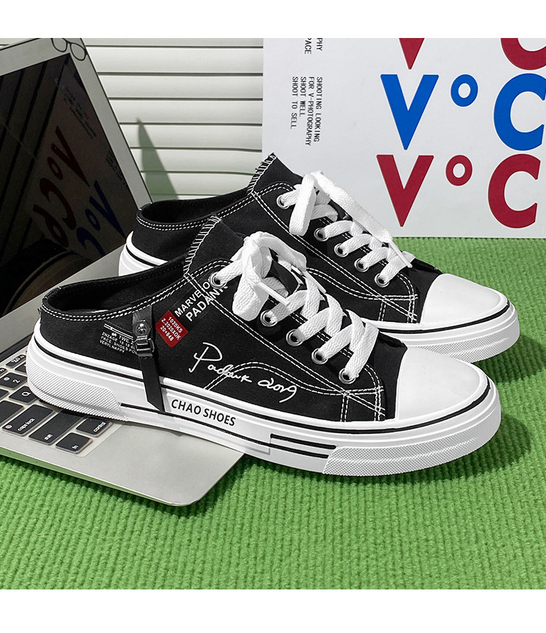 Artistic style canvas half trailer summer men's 2024 new Korean version casual trendy shoes for teenagers and students_voghion.com