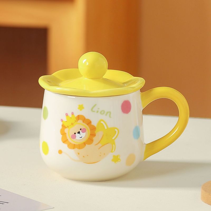 蓋付きのかわいい漫画のセラミックマグ、新鮮で見栄えの良い朝食ミルクカップ、オフィスコーヒーカップ、お土産|undefined