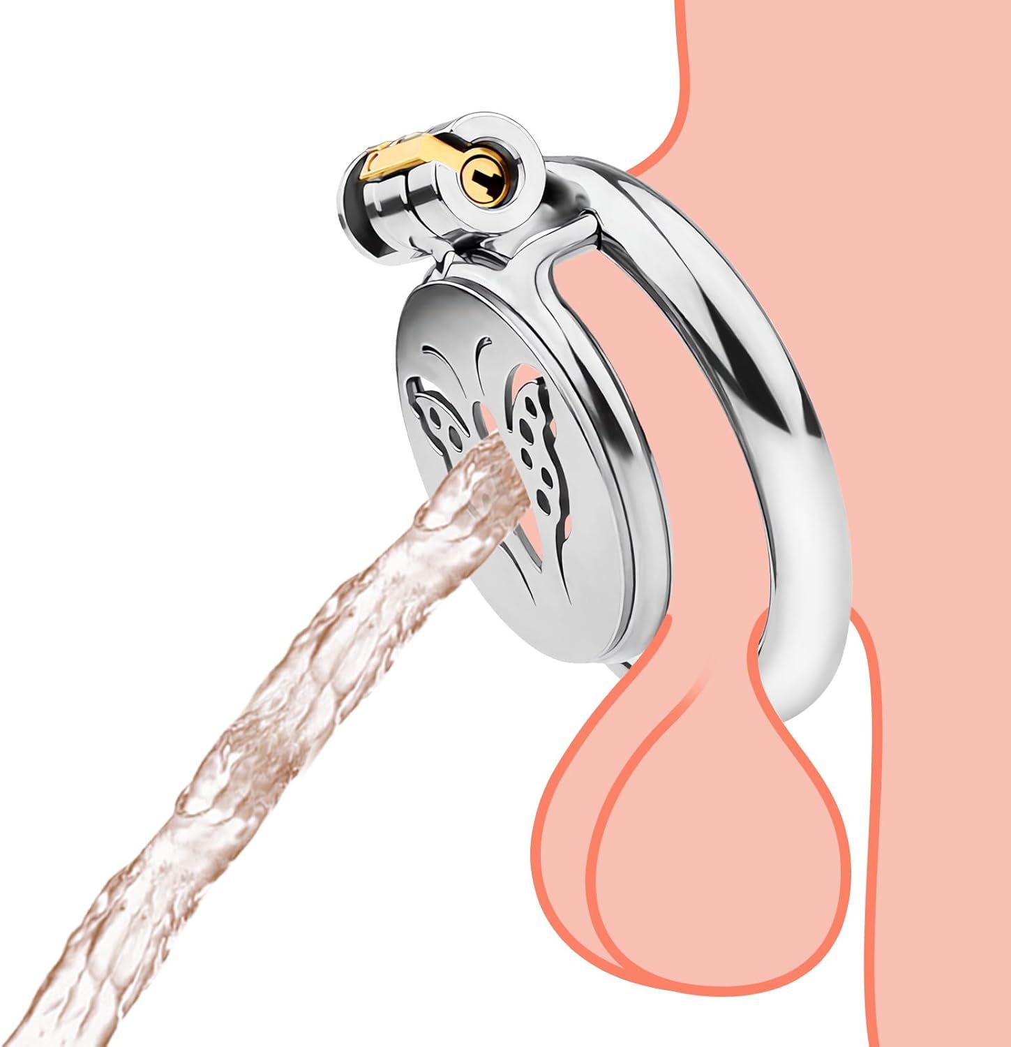 Men’s Stainless Steel Birdcage Chastity Cage with Lock, Manual Restraint Device — detail image 1