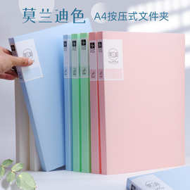 a4按压式文件夹莫兰迪色办公文件夹金属铁夹文件资料夹档案长压夹