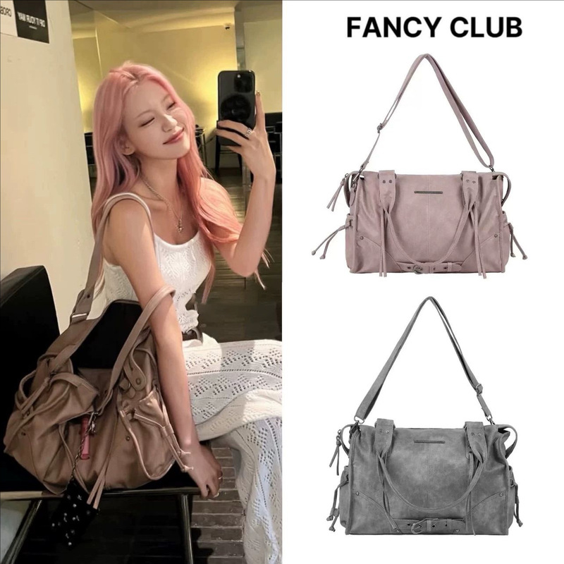 Korean Fancy Club Tote Bag, Large Capacity, Same Style as Seol-Yoon, Motorcycle-Style Women's Bag, Shoulder Bag, Handbag, Crossbody Bag, Large Bag Korean Fancy Club Tote Bag, Large Capacity, Same Style as Seol-Yoon, Motorcycle-Style Women's Bag, Shoulder Bag, Handbag, Crossbody Bag, Large Bag
