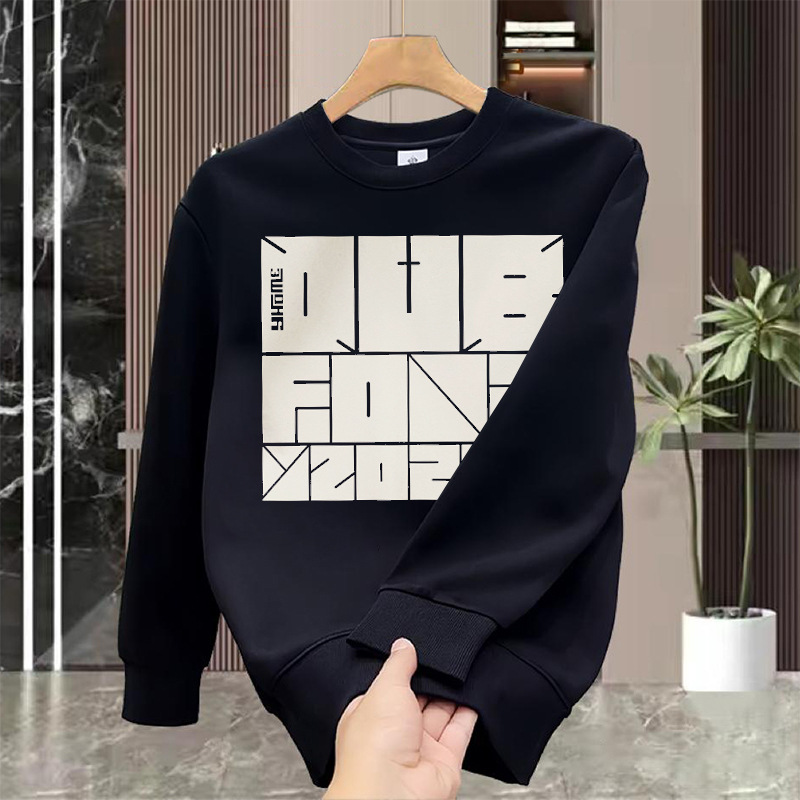 Felpa a maniche lunghe con collo rotondo da uomo in edizione coreana autunno 2023 Tendenza versatile Ricamo alla moda americana Raspo e_voghion.com