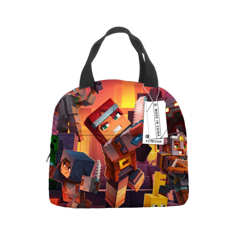 Minecraft ランチバッグ漫画アニメーション小中学生食事バッグ子供用アイスバッグ屋外食事バッグポータブルランチボックスバッグ|undefined
