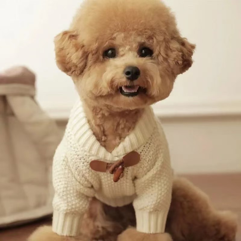 Pet Cats and Dogs, Small and Medium-Sized Dogs, Button-Down Knit Sweaters, Knitted Pet Dog Cold-Proof Clothing, Pet Apparel