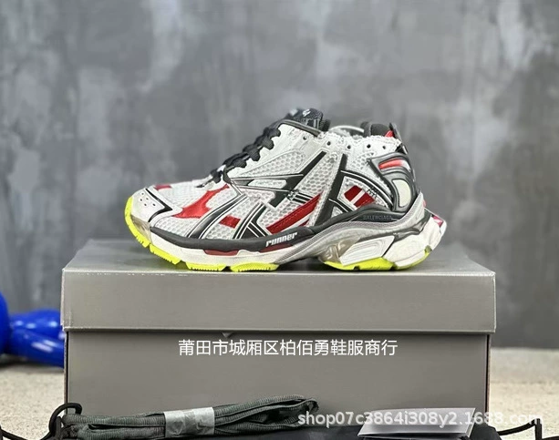 Original label, original box, pure original B family daddy shoes, Paris seventh generation jogging shoes, RUNNER, distressed, heightening sneakers for men and women