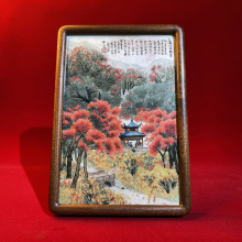 ✅湘绣湖湘题材爱晚亭橘子洲头伴手礼精绣纯手工湖南题材摆件