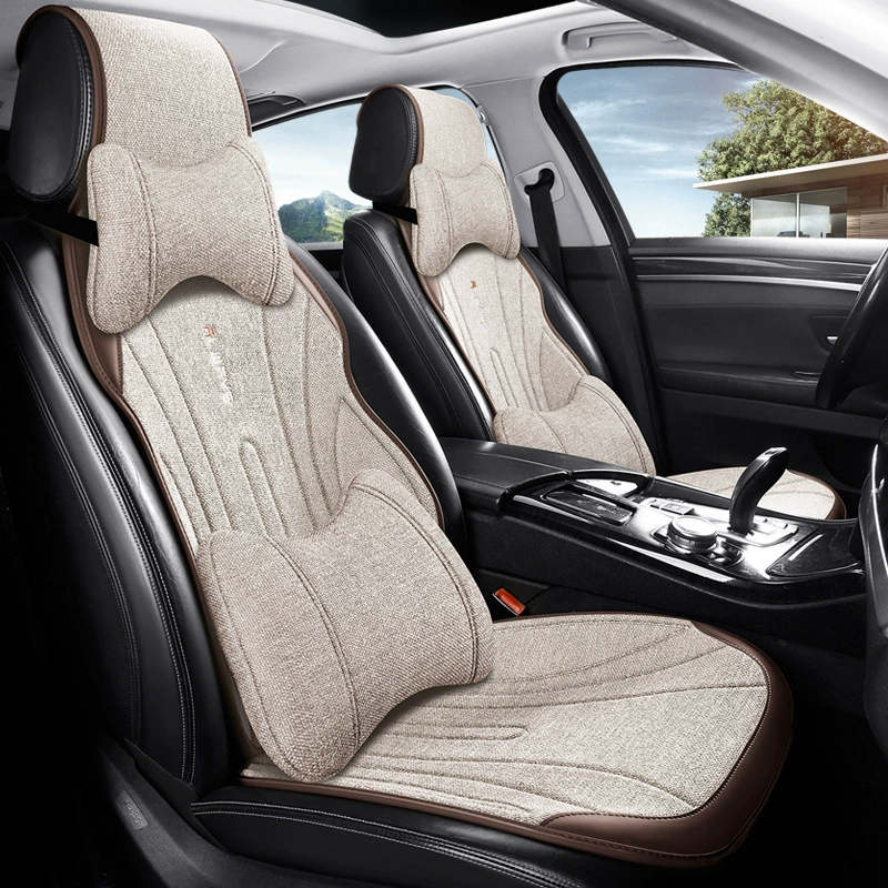 Подушка для автомобильного сиденья из льна, дышащая, зимняя, модная, с узким поясом, для водительского сиденья, полузакрытая, удобная