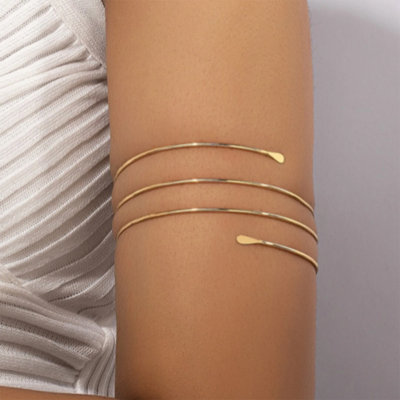 European and American Cross-Border Gold Glossy Four-Layer Spiral Arm Bracelet for Women, Simple and Stylish Personalized Upper Arm Band European and American Cross-Border Gold Glossy Four-Layer Spiral Arm Bracelet for Women, Simple and Stylish Personalized Upper Arm Band