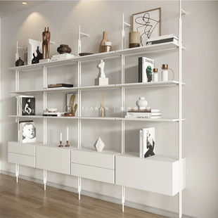 Minimalist Floor-To-Ceiling Wall Storage Rack Library Multi-Layer Storage Bookcase Office Iron Partition Display Rack Bookshelf