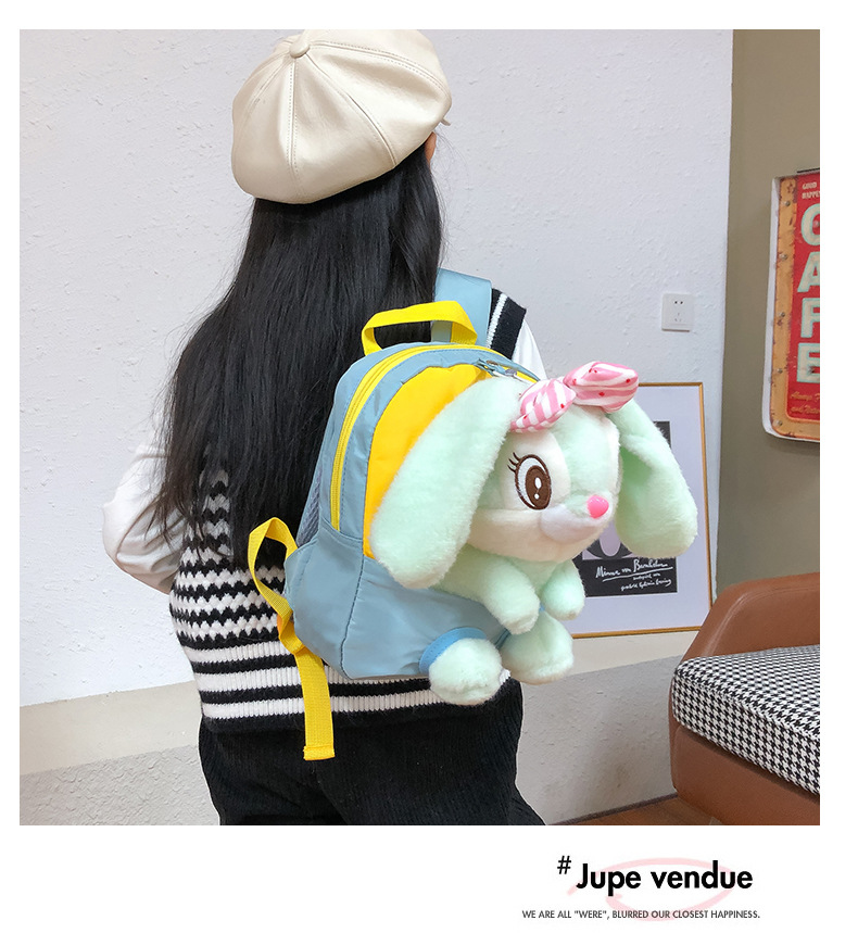 New children's backpacks, cute rabbit dolls, student kindergarten schoolbags, creative baby plush backpacks, printed undefined