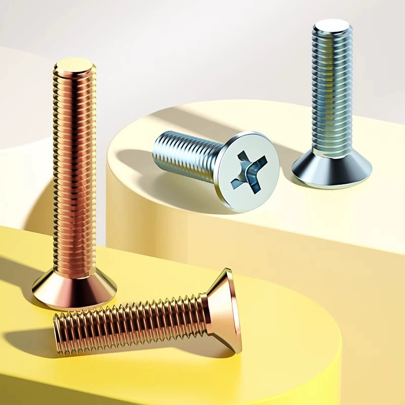 Оцинкованная головка крестообразный винт GB819 Покрытие синим белым плоским головкой крестообразный винт M3M4M5M6M8