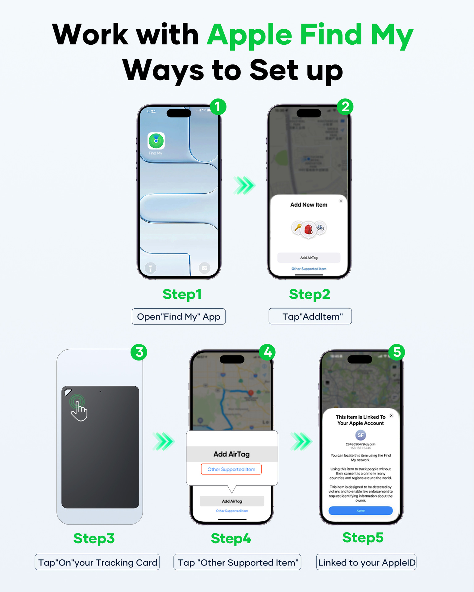 Çift sistem kart bulucu, iOS ve Android uyumlu, uzun pil
