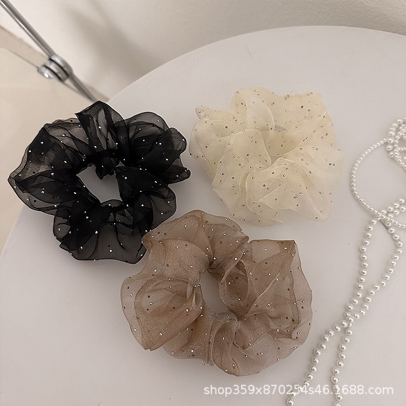 新款网纱波点发绳扎马尾女夏季头绳扎头发皮筋气质丸子头大肠发圈