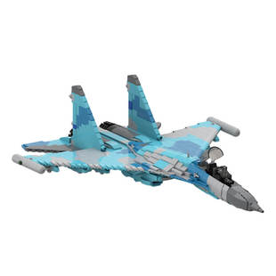 Moc-156330 Su-35 Military Fighter Jet Model Assembly Toy Blu