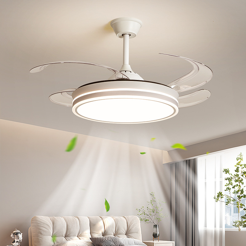 Bedroom ceiling fan lamp simple modern master bedroom study invisible silent electric fan ceiling integrated chandelier room fan lamp