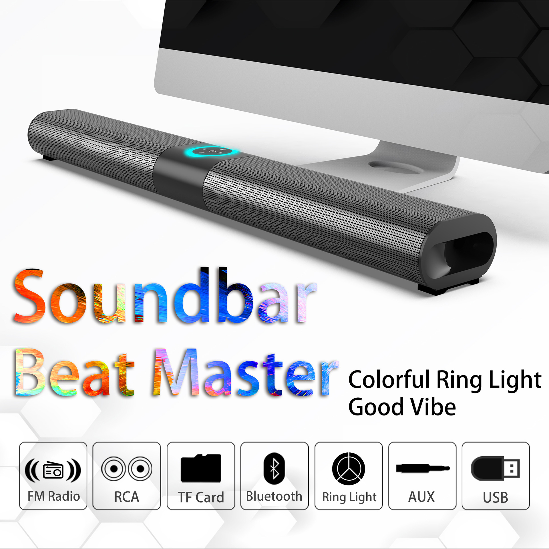 Simsiz Bluetooth Dinamik 20W Divar Quraşdırılan RGB İşıqlı